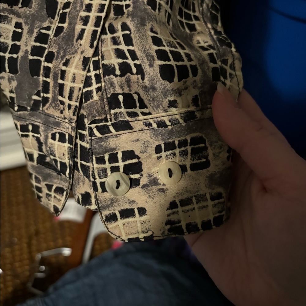 Burma Bibas Geometric 100% Silk Print vintage Shirt size L - Picture 6 of 7